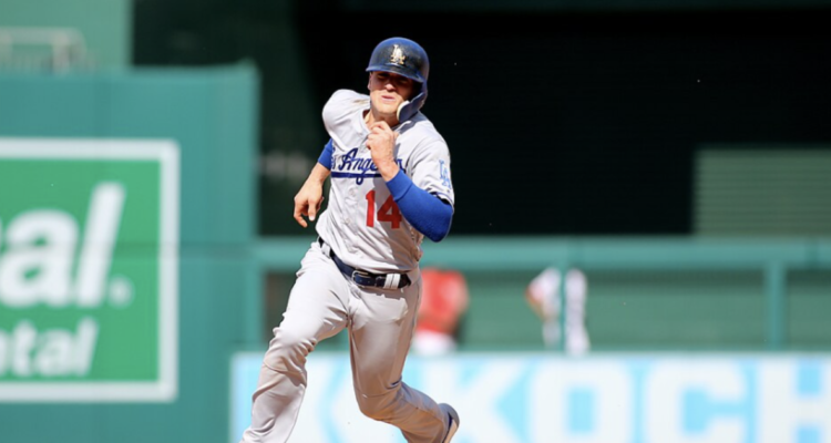 Kiké Hernández playing for the Los Angeles Dodgers