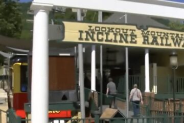 Incline Railway train at Lookout Mountain in Tennessee