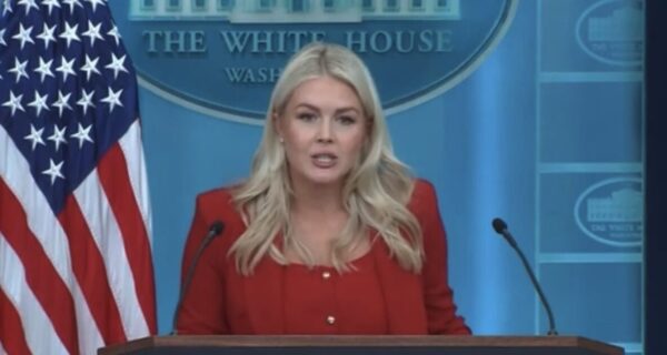 Karoline Leavitt speaks during a White House press briefing about Trump and the SAVE America Act