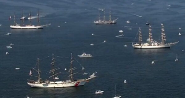 Tall ships gathered off Sandy Hook, New Jersey, for America 250 celebrations