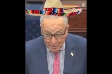 Chuck Schumer speaking on the Senate floor during remarks that sparked online jokes