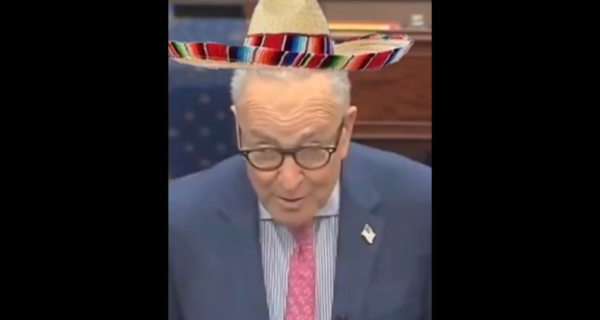 Chuck Schumer speaking on the Senate floor during remarks that sparked online jokes