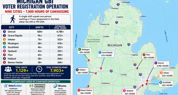 Documents from Michigan raids detail GBI Strategies voter registration operations across multiple states