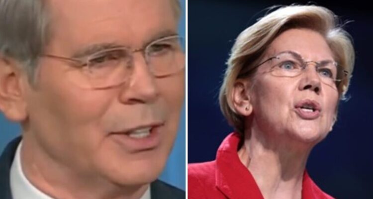 Treasury Secretary Scott Bessent and Senator Elizabeth Warren in a dispute over foreign exchange policy