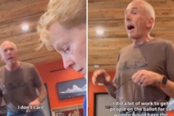 Kristan Hawkins and members of a pro-life group confront Idaho café owner Jim Sheehan after being asked to leave