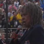 Martha Reeves performing the national anthem before the Women’s Pro Baseball League opener