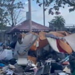 Lyanne Melendez documents tents, garbage, and debris near UC Berkeley student housing