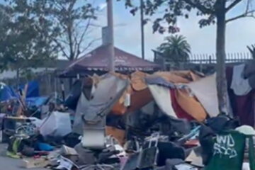 Lyanne Melendez documents tents, garbage, and debris near UC Berkeley student housing