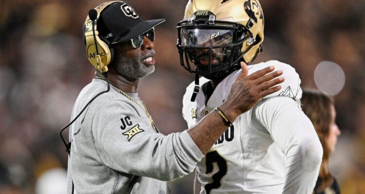 Deion Sanders at a Colorado postgame press conference.