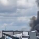 Amazon Boeing 767 cargo plane on fire after overrunning a runway at Miami International Airport