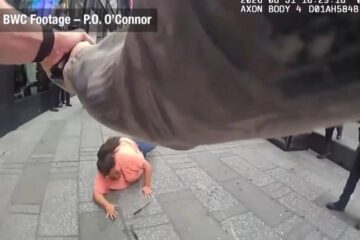 NYPD bodycam footage shows officers confronting a knife-wielding woman in Times Square