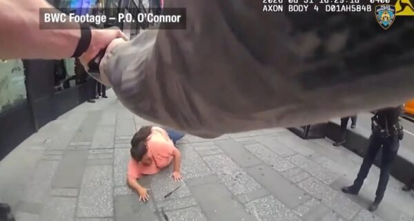 NYPD bodycam footage shows officers confronting a knife-wielding woman in Times Square