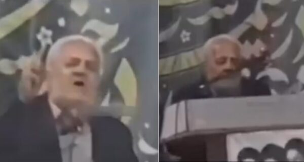 Senior Iranian Revolutionary Guard Corps candidate Naemat al-Hami speaking at a rally before reportedly suffering a fatal heart attack