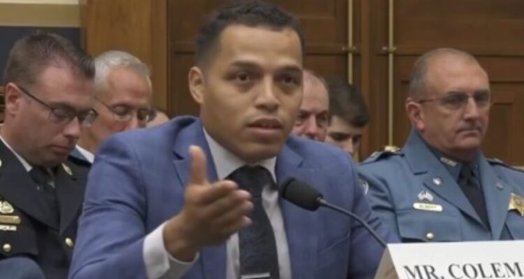 Marcus Coleman testifying during a congressional hearing about his daughter’s injuries