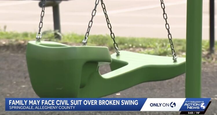 Two young sisters faced charges after a playground swing broke in Springdale, Pennsylvania.