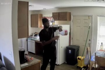 Home security footage reportedly shows a caregiver pouring a substance into a water bottle for a disabled man in Lake Charles