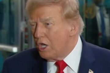 President Donald Trump arrives at United Nations headquarters with First Lady Melania Trump as reporters including Kaitlan Collins call out to him