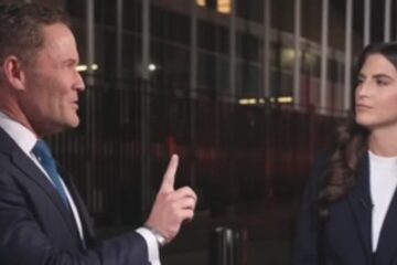 Mike Waltz and Kaitlan Collins speak outside the United Nations building