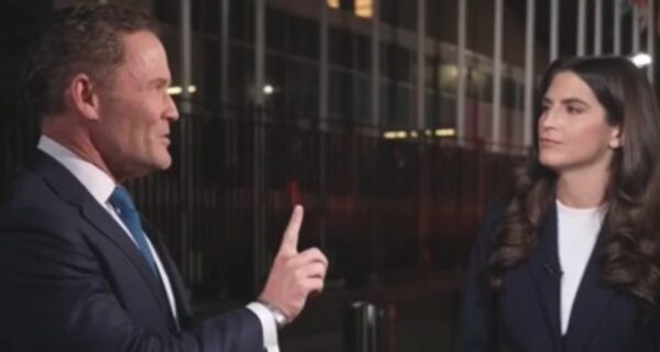 Mike Waltz and Kaitlan Collins speak outside the United Nations building