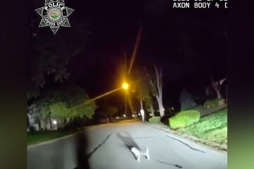 Leawood police officer follows a dog to its owner lying on a garage floor