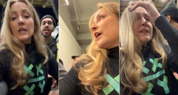 Brandi Kruse wearing an XX-XY Athletics shirt at a Portland Thorns game