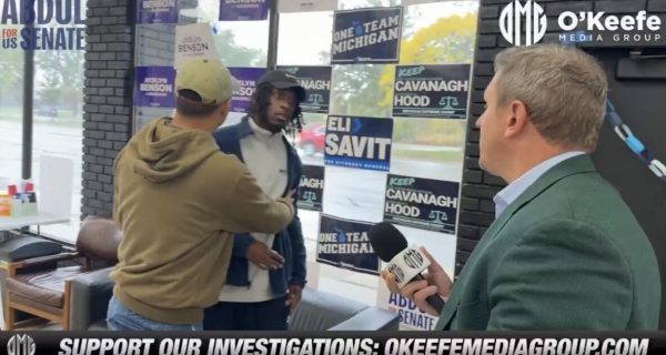 James O’Keefe during a reported confrontation with an Abdul El-Sayed campaign staffer