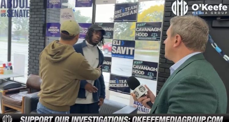 James O’Keefe during a reported confrontation with an Abdul El-Sayed campaign staffer