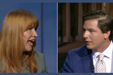 Joseph Mitchell and Lindsay James during an Iowa congressional debate