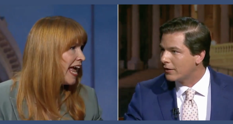 Joseph Mitchell and Lindsay James during an Iowa congressional debate