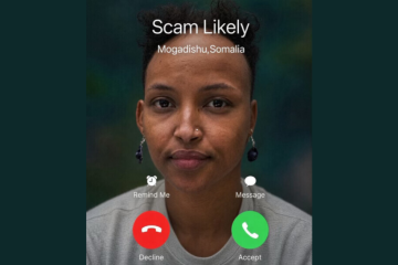Mock incoming-call image shared by President Trump showing Ilhan Omar and a “Scam likely” caller ID