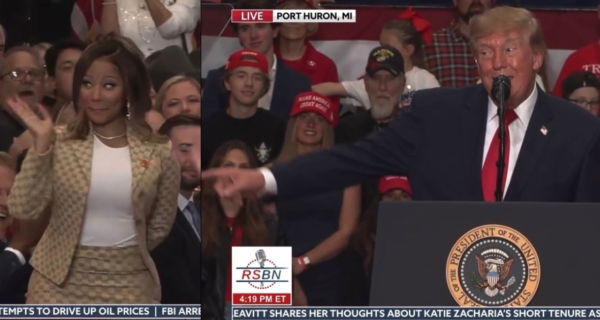 Donald Trump speaking about Nicki Minaj at a campaign rally in Port Huron, Michigan